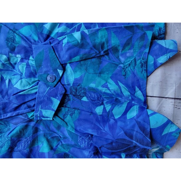 Vintage Cherokee Tropica Bluel Floral Button Up Scrub Top Nurse Top New Size XL - Picture 10 of 10